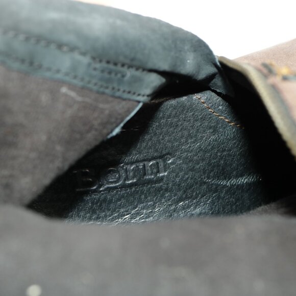 Born Womens Riding Boots Size 8.5 Tall Brown Leather Block Heel Harness Lug Sole - Picture 13 of 15